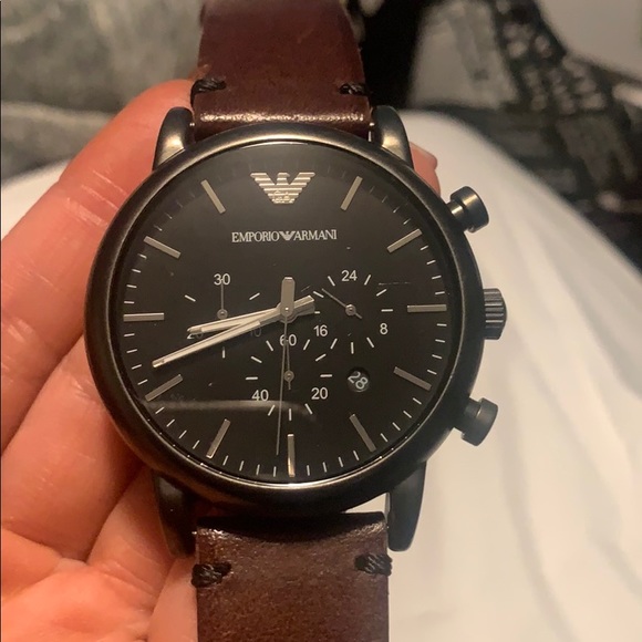 emporio armani solid stainless steel 50 meters 5 atm